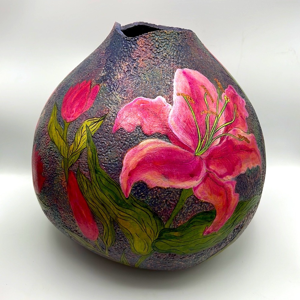 “StarGazer Lily Vase” Original Gourd Art Vessel / Vase Kristina Simkins ©2014 - Picture 9 of 17